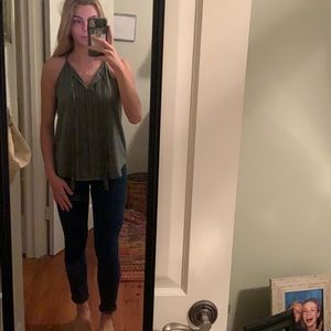 Army green tassel top